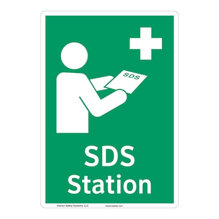 ANSI/ISO Compliant SDS Station Safety Signs Indoor/Outdoor Plastic (BJ) 14 X 10